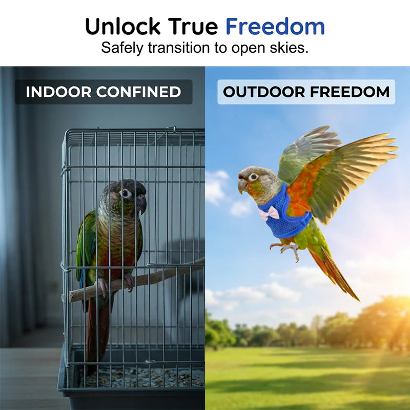 🦜 Repülj szabadon, biztonságban – ez a hám lehetővé teszi, hogy tollas barátod felfedezze a világot anélkül, hogy elveszítenéd! 🌿