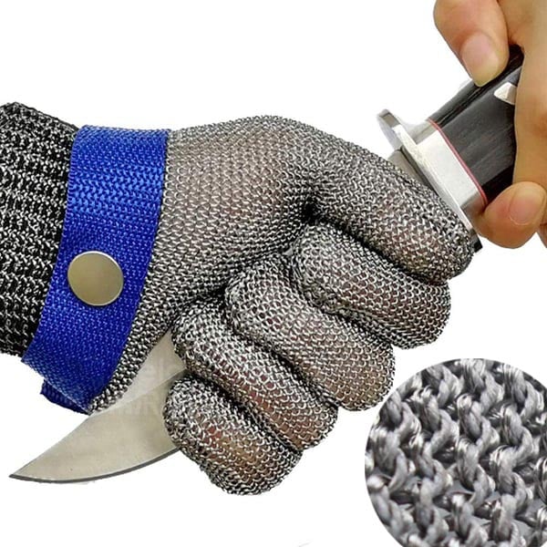 🧤 Fémkesztyű élelmiszeriparhoz – Rozsdamentes acél háló, mosható, újrafelhasználható