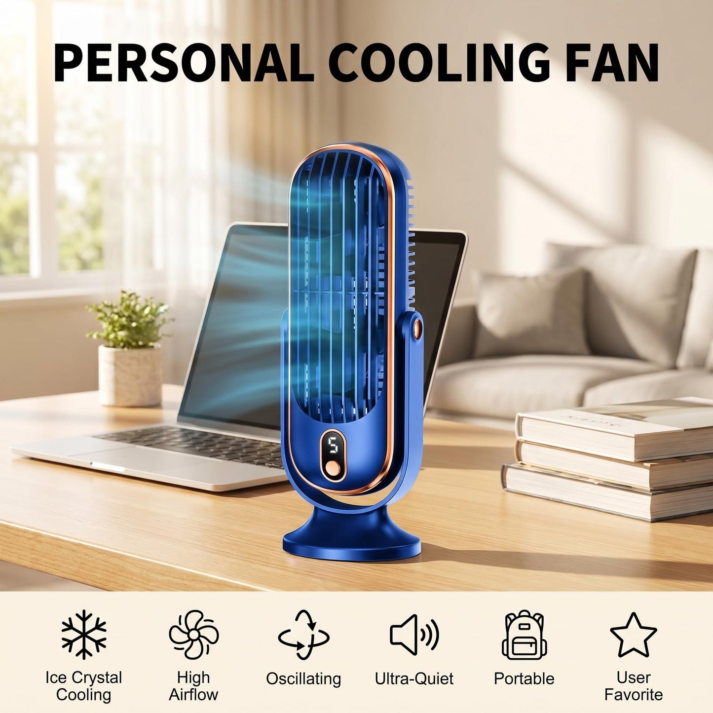🌬️ 5 sebesség, 5 hangulat – a gyengéd simogatástól a frissítő szélig! Mindig pont annyi hűvösség, amennyire szükséged van! 💨