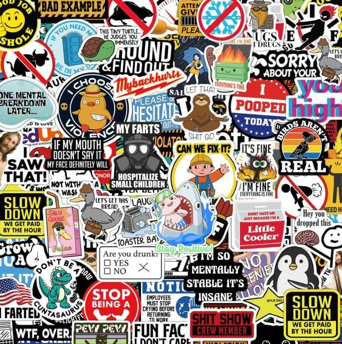 🤣 150 darab vicces matrica – a tökéletes ajándék kollégáknak, tinédzsereknek és mindenkinek, aki szeret nevetni! Told be a szerszámosládába vagy a védősisakra! 🎁