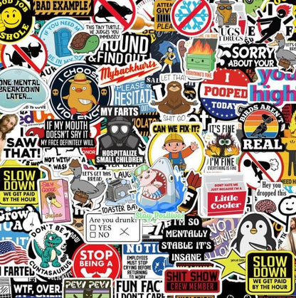 🤣 150 darab vicces matrica – a tökéletes ajándék kollégáknak, tinédzsereknek és mindenkinek, aki szeret nevetni! Told be a szerszámosládába vagy a védősisakra! 🎁