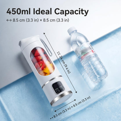 🍹 450 ml-es digitális, hordozható, vezeték nélküli gyümölcscentrifuga-pohár – Két pengével, öntisztító funkcióval, akár 10 ital elkészítésére