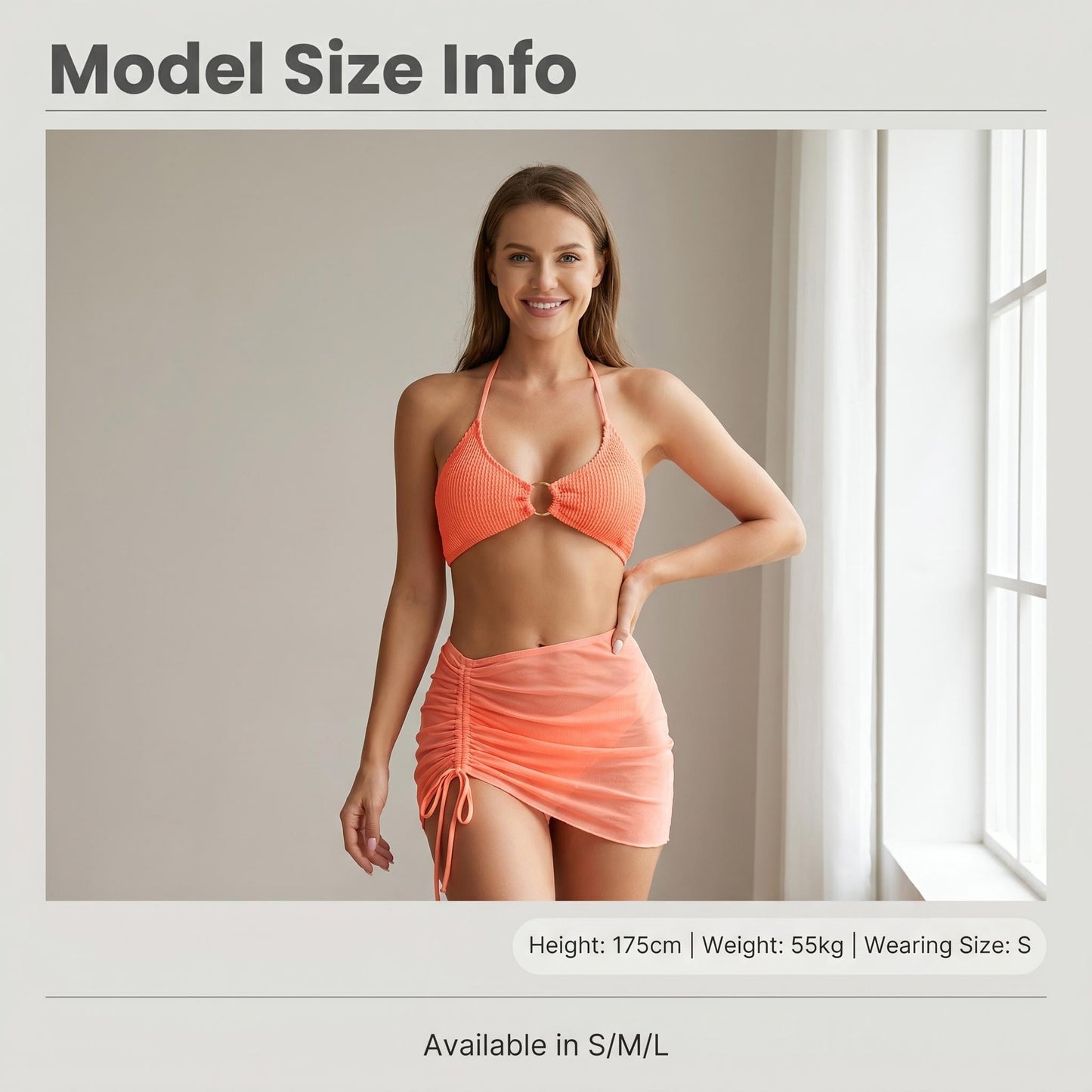 ✨ Szexi fémgyűrűs két részes bikini – Állítható oldalsó kötőpántokkal, csavart szoknyarésszel, rugalmas anyagból