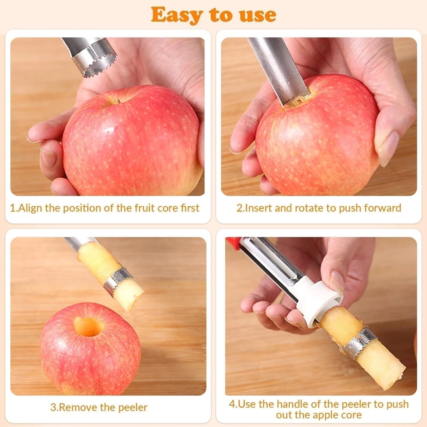 🍎 Kivájó és hámozó egyben – egyetlen mozdulattal kész a gyümölcs! Gyorsabb, egyszerűbb és hatékonyabb, mint a hagyományos kések! ⚡