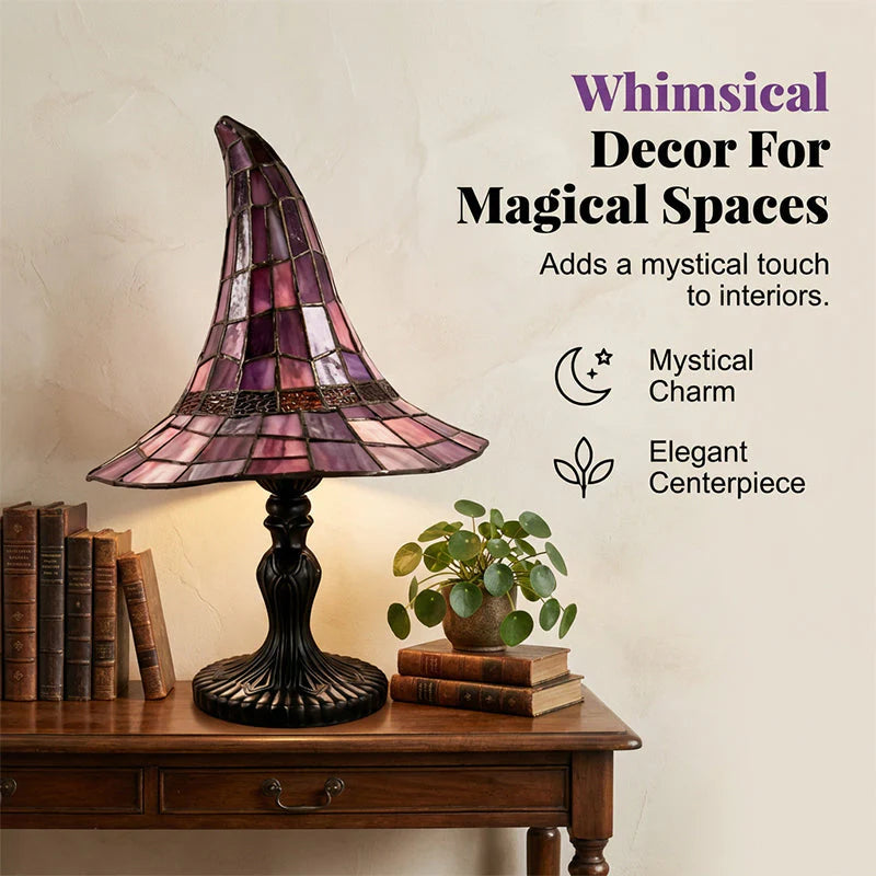 🧙‍♀️ Varázslatos boszorkánykalap-lámpa – meleg, borostyánszínű fényével misztikus hangulatot varázsol otthonodba! 🌙