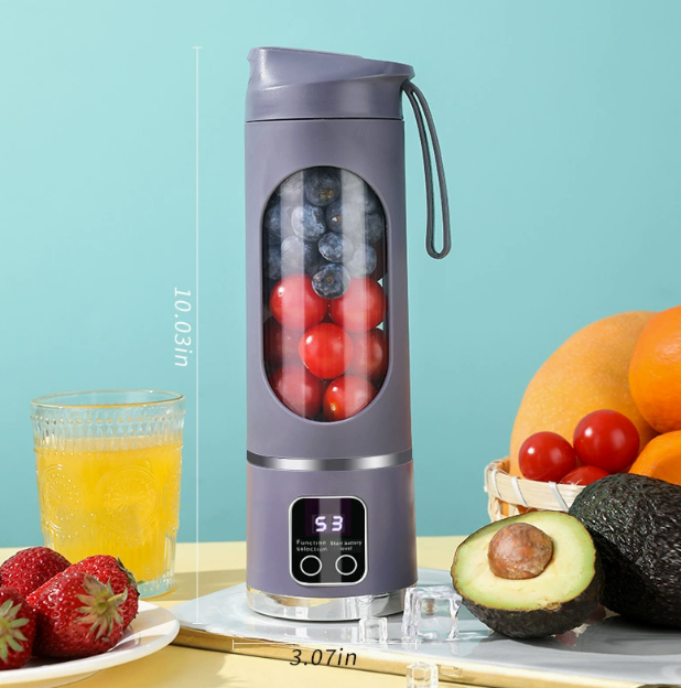 🍹 450 ml-es digitális, hordozható, vezeték nélküli gyümölcscentrifuga-pohár – Két pengével, öntisztító funkcióval, akár 10 ital elkészítésére