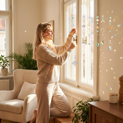 🌈 Műkristály napfényfogó függő szett – Szivárványt varázsol a szobába, tökéletes ajándék✨