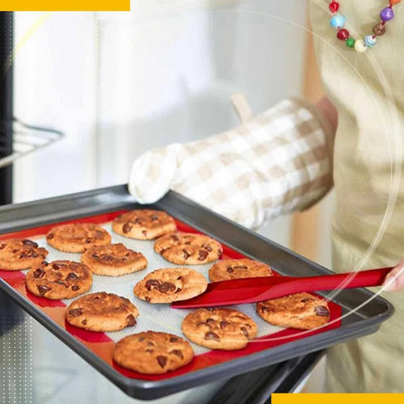 🔥 Szilikon és üvegszál kombinációja egyenletesen osztja el a hőt – soha többé nem lesz odaégett vagy nyers a süteményed! Minden alkalommal tökéletes aranybarna! 🍪