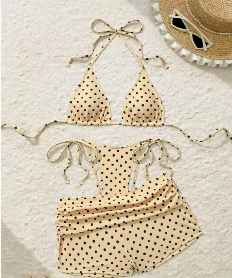 🌊 3 részes pöttyös bikini alsó – Oldalt megkötős, testhez igazítható, minden alkatra