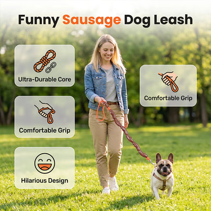 🌭 Vicces kolbász alakú póráz – minden séta mosollyal és nevetéssel telik! Kutyád és te is a figyelem középpontjába kerültök! 😂
