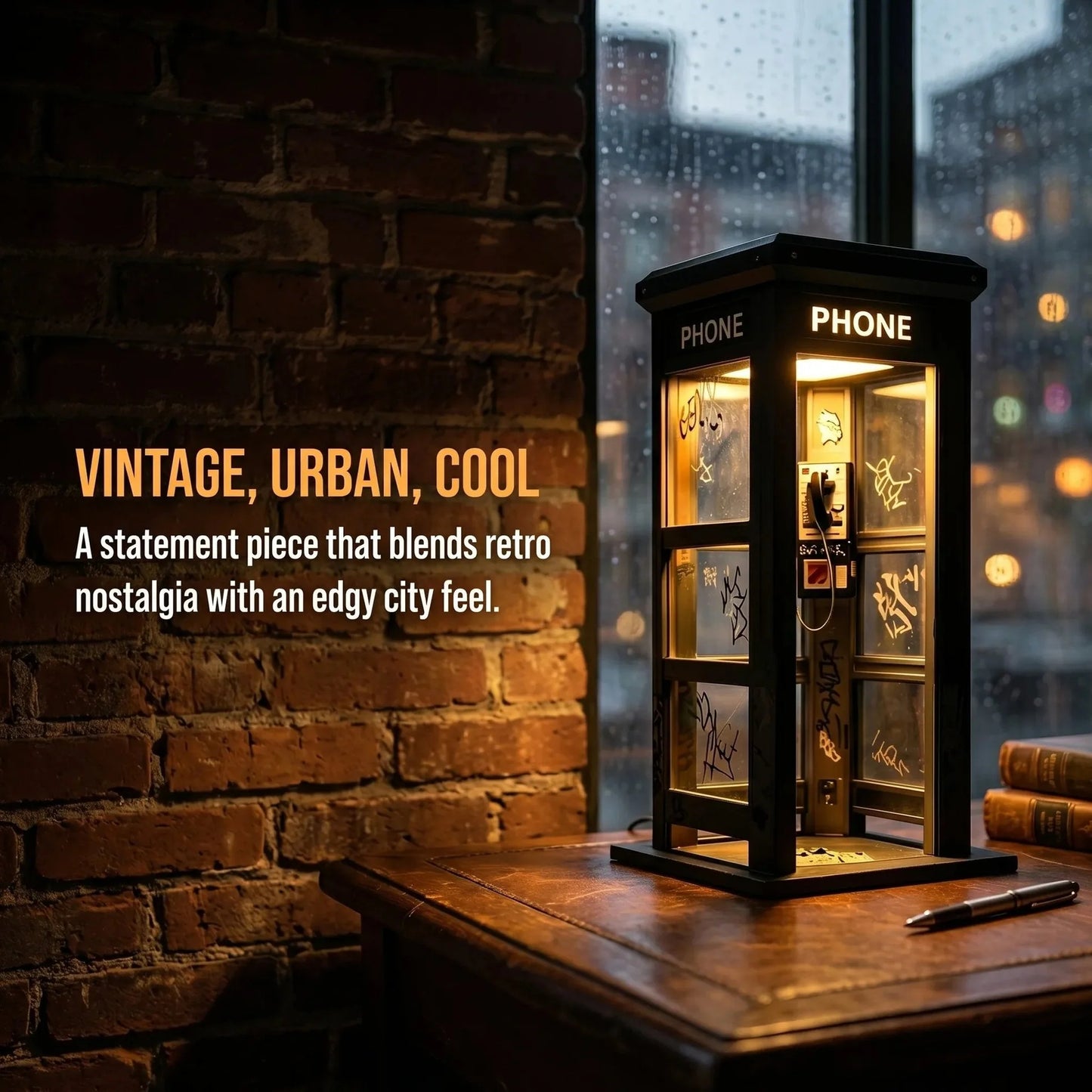 1+1 ingyen🔥 Retro telefonfülke asztali lámpa – Vintage dizájn, meleg fény, művészi részletek – Tökéletes éjjeliszekrényre, polcra vagy íróasztalra📞