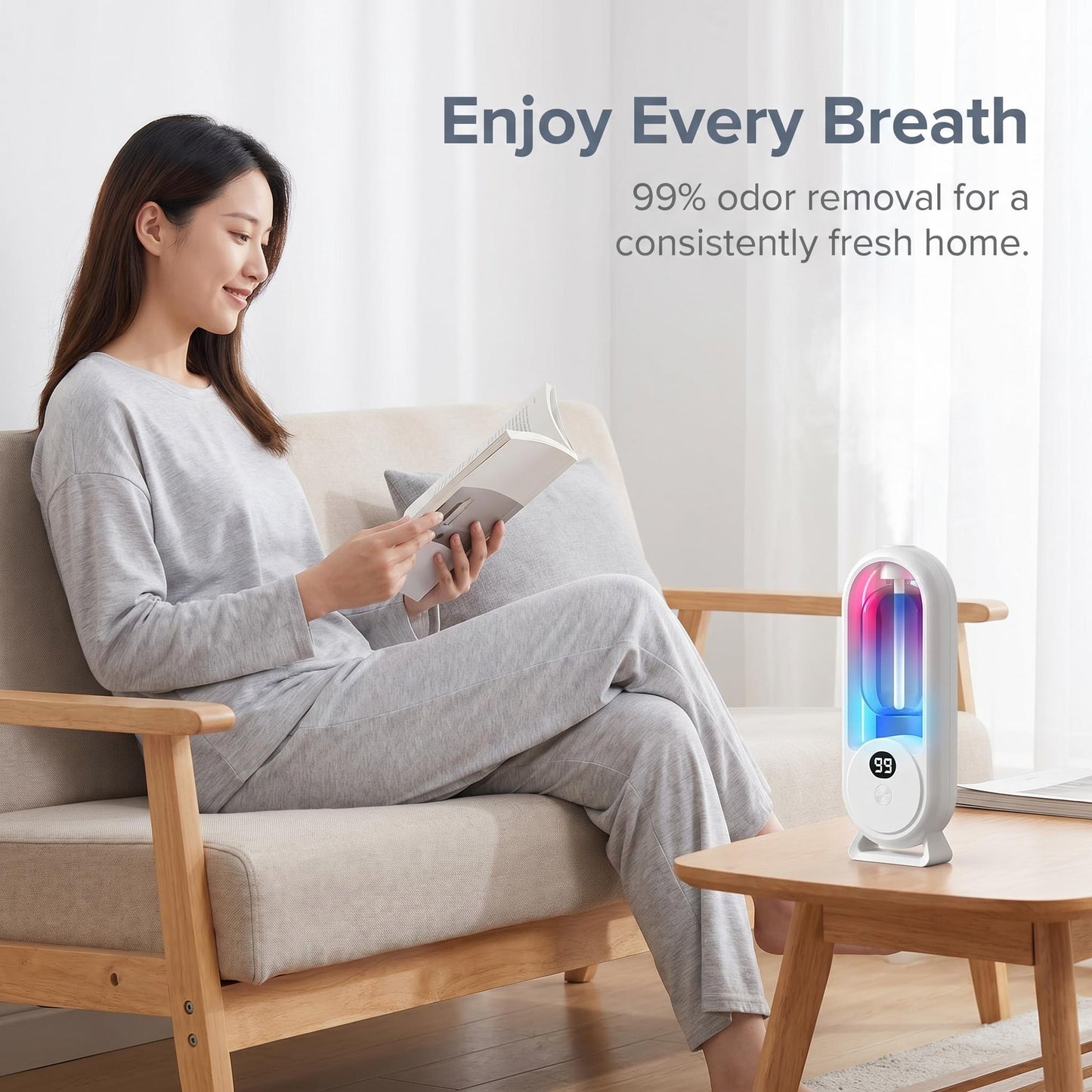 💡 Színes LED-fények lágy fényével – alváshoz, olvasáshoz vagy esti beszélgetésekhez! Illat és fény együtt alkotnak otthonos hangulatot! 🌙